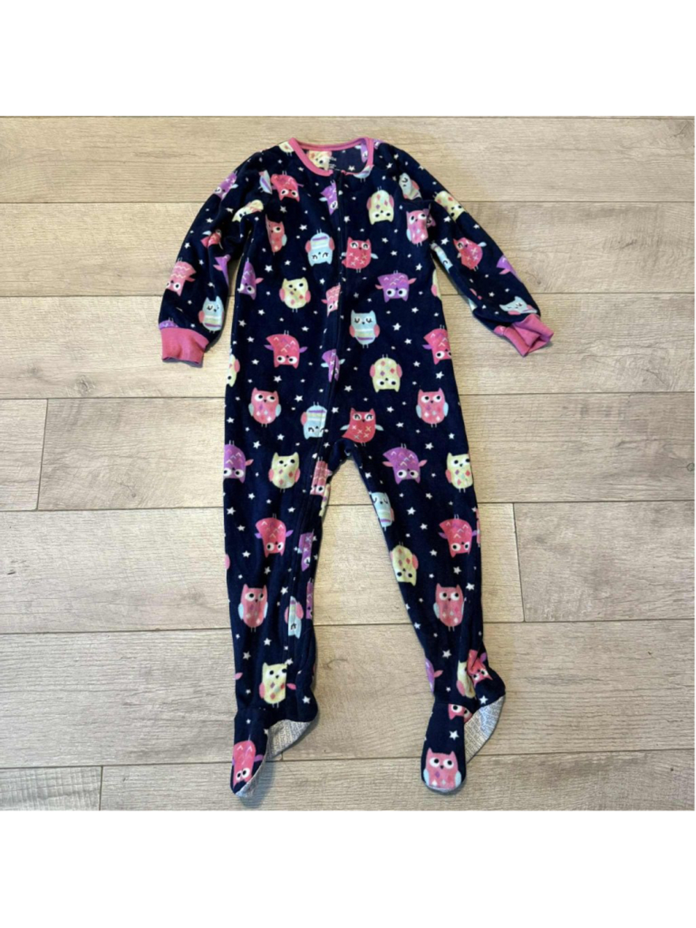 Girls Absorba Pajamas Size 4T Blue Owl Print Footed One Piece
